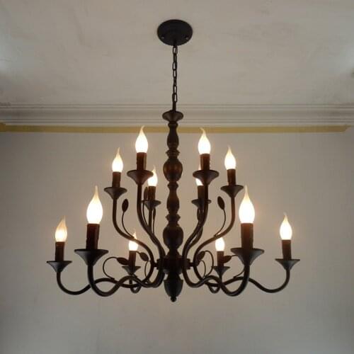 Light Retro Chandelier Black Wrought Iron Chandeliers for Dining Room Industrial Vintage Ceiling Chandelier Lighting Bedroom