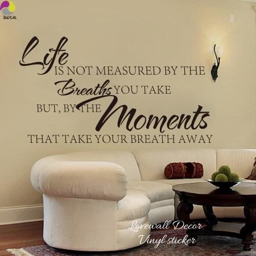 Family Wall Sticker Living Room Life is not measured Moments that Take Your Breath Away Wall Decal Inspirational Vinyl Decor