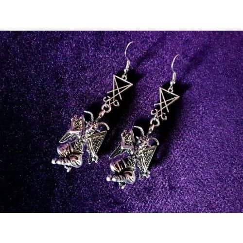Baphomet Sigil of Lucifer Earrings Baphomet Earrings,Unisex Jewelry,Punk Occult Jewelry