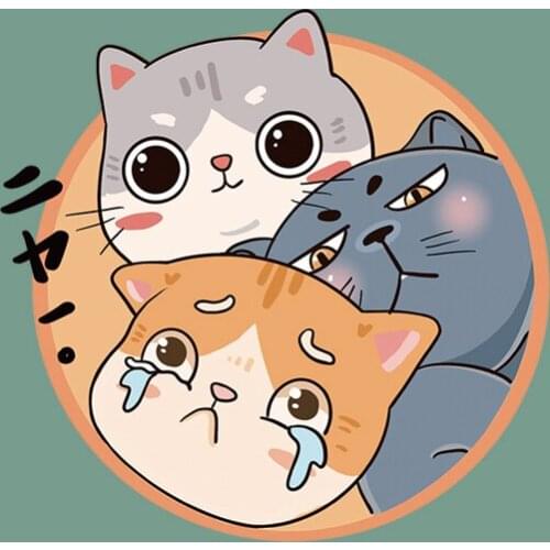 Kawaii Animal Patch Iron on Transfer Cartoon Cry Cat Friend Patches for Clothing DIY T-shirt Applique Heat Transfer Vinyl