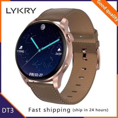 LYKRY 1.36 inch HD Round Screen DT3 Smart Watch Wireless Charging IP68 Waterproof Long Standby Men Smartwatch ECG Heart Rate