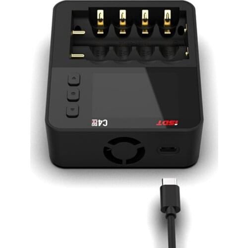 ISDT C4 EVO 36W 8A DC 5~12V 6ch Smart Cylindrical Battery Charger With USB Output For 18650 26650 AA AAA Battery Charge Analyze