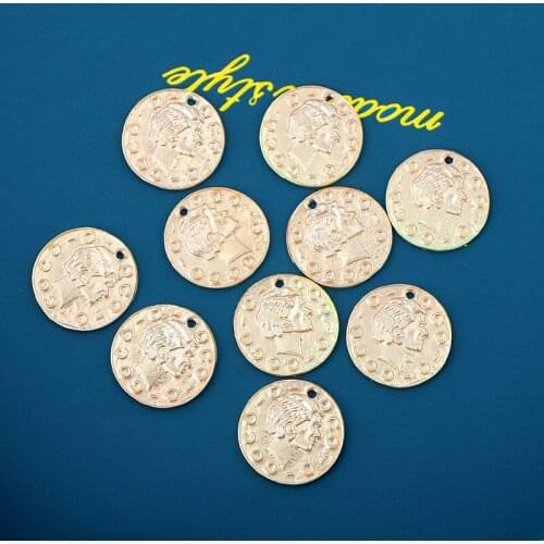 Gold Color Vintage Round Portrait Coin Ethnic Charms 10Pcs/lot Accessories For DIY Jewelry Making Bracelets Necklace Supplies