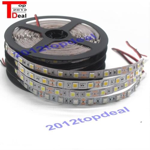 LED Strip Waterproof 5050 DC12V 60LEDs/m 5m/lot Flexible LED Light RGB 5050 LED Strip White / Warm White /Red / Greed / Blue
