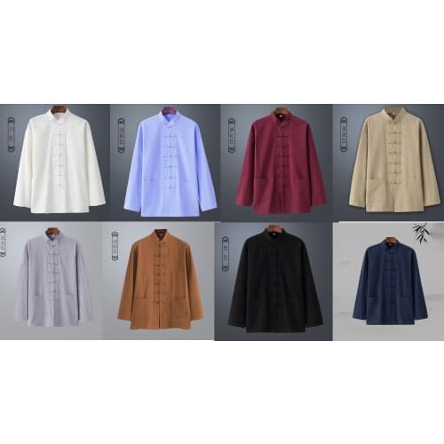 High quality cotton&linen tang suit hanfu Buddha zen clothing lay meditation uniforms wing chun kung fu tai chi shirts