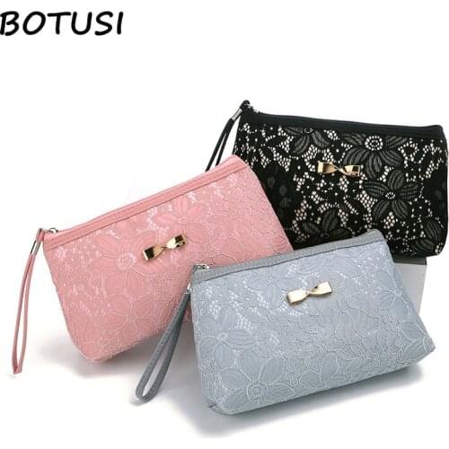 BOTUSI Lace Design Cosmetic Bags for Women Zipper Makeup Bags Fashion Travel Necessary Cosmetic Cases Small Make Up Bag