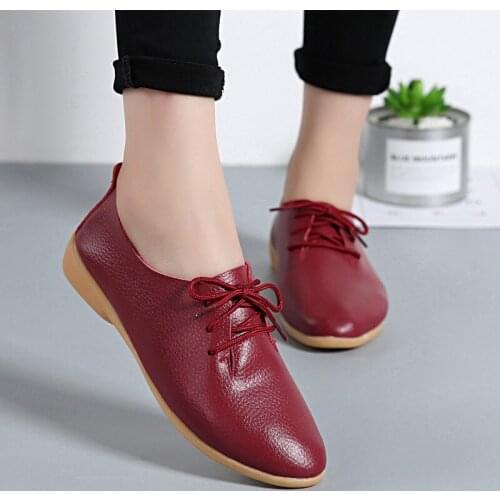 Women flats genuine leather shoes female fashion casual comfortable women shoes solid lace-up summer shoes woman shoes 2021