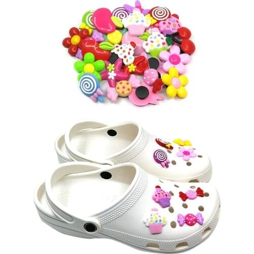 1pcs Candy Cake Lollipop Customize PVC Shoe Charms Flowers Shoe Accessories Decoration for clogs shoes promotional gift