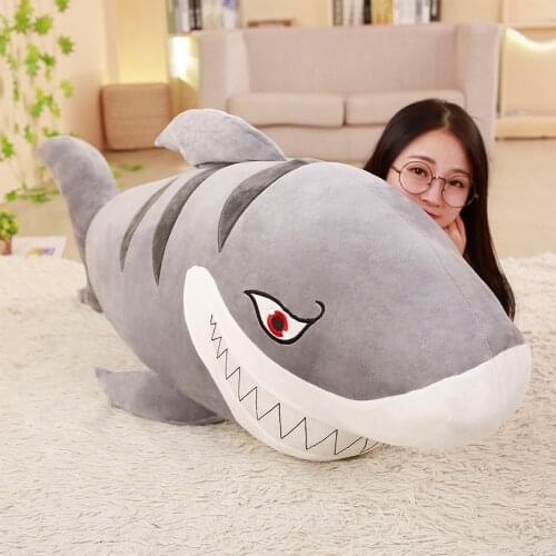 120cm Giant Plush Sharks Toys Stuffed Sea Fish Animals Big Size Shark Doll Pillows Cushion Toys for Children Birthday Gifts