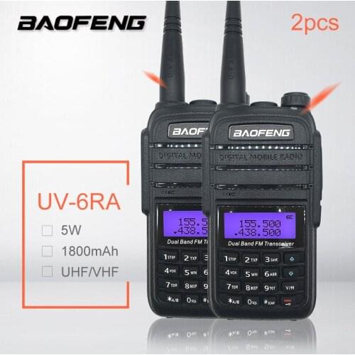 2PCS BAOFENG UV-6RA 5W 1800mAh Walkie Talkie rádio UHF VHF Two Way Radio Station ham cb radio рация Transmitter Mobile Woki Toki