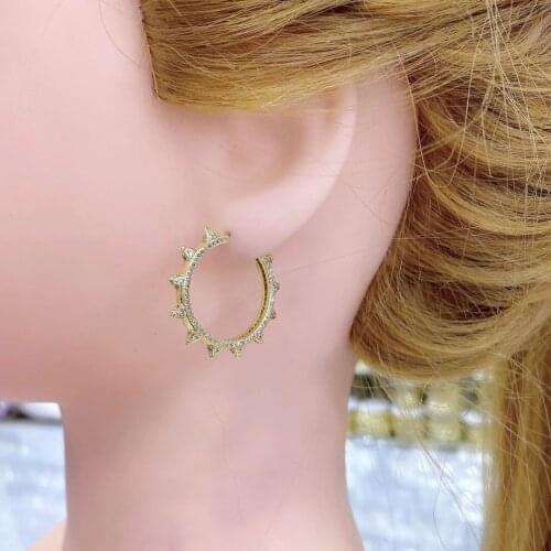 3 Pairs, Circle Stud Earrings Cubic Zircon Trendy CZ Jewelry Punk Point Jewelry Earrings