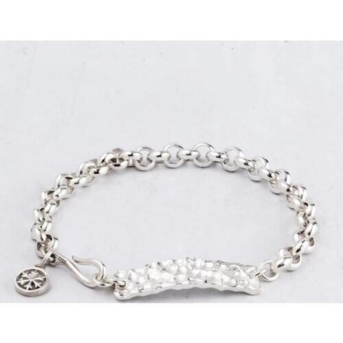 Brief O Hammer pattern bracelet for men sterling Silver fashion Jewelry mygrillz