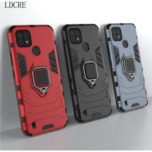 For Cover OPPO Realme C21 Cover For Realme C21 Capas Shockproof Phone Bumper PC Holder Magnetic Armor Case For Realme C21 Fundas