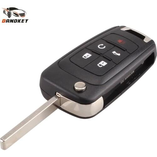 Dandkey Replacement Folding 5 Buttons Remote Key Case Shell Entry Fob for Chevrolet Camaro Cruze Equinox Impala Malibu Sonic