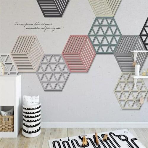 Decorative wallpaper Modern simple style 3D geometric modelling background wall