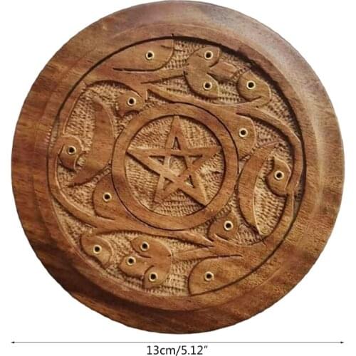 Wooden Pentacle Incense Stick Holder Incense Cones Burner Tray Board Plate Handcrafted Witchcraft Supplies