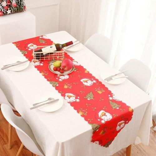 Table Runner Merry Christmas Long Table Runner Wedding Party Dinner Table Cloth Flag Non-slip Table Runner Home Decor 35x175cm