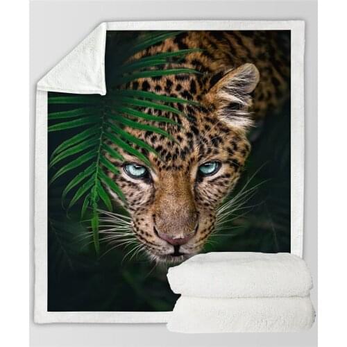 Plstar Cosmos Leopard Fleece Blanket 3D print Sherpa Blanket on Bed Home Textiles Dreamlike style-1