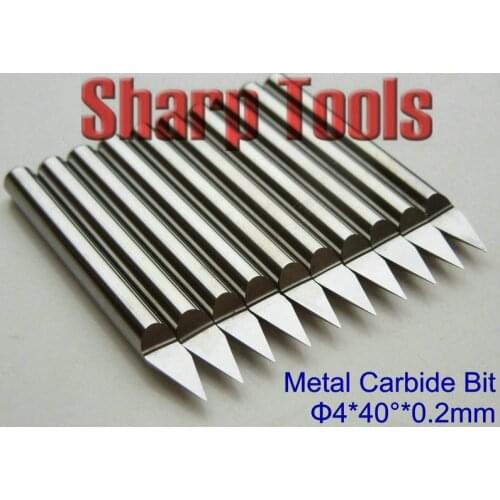 4MM 40 Angle 0.2MM Tip V Shape Tungsten Carbide Milling Cutter PCB Engraving Bits CNC Router Tool, 3D Engraving Bits for Metal