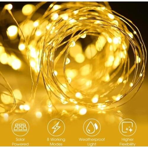 100/200 LED Solar Copper Wire String Lamp Led Strip Fairy Garland Outdoor Garden Decorative Light Wedding Christmas Decoration