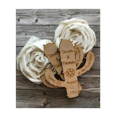 Customize western cactus Bride Groom names wooden Wedding Save the Date Magnets engagement party favors company gifts invites
