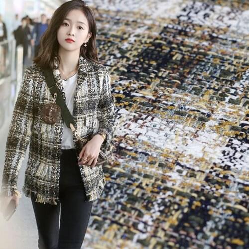 Red Raspberry France Green White Plaid Tweed Fabrics Garment Materials Autumn Jacket Sewing Cloth Tailor Freeshipping