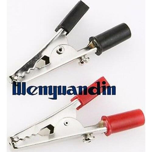 Red-Black Insulated Handle Alligator Clip Test Lead With 4mm Socket Crocodile Clips Clamps CL4719