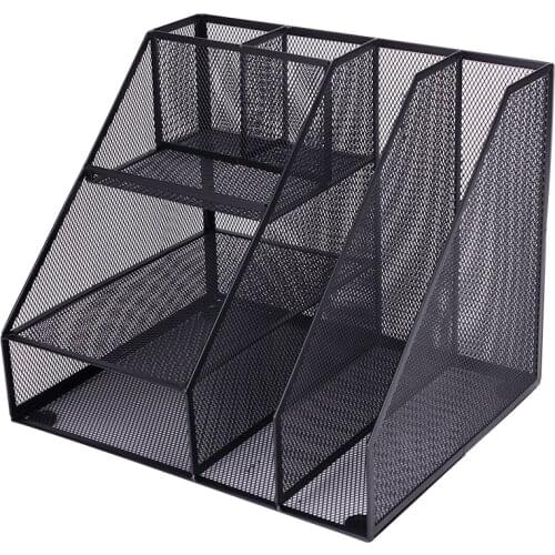 Deli Metal File Tray Desktop Data Storage Frame Organizer Grid Multi-function Metal Grid Document Trays Office School Supplies