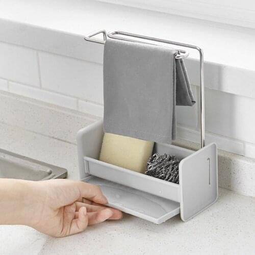 Multifunction Sink Shelf Soap Sponge Drain Rack Towel Rack Kitchen Washing Cloth Sponge Draining Holder Shelf Storage Organizer
