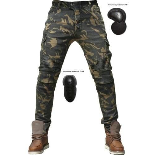 Motorcycle Camouflage Riding Pants Four Seasons Motorcycle Riders Casual Straight Slim Waterproof Moto Jeans With 4 Knee Pads