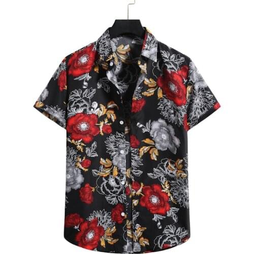 Mens Short Sleeve Floral Shirt Beach Hawaiian Shirt Men Tropical Aloha Shirts Men Clothing Vacation Camisa Hawaiana Hombre xxl
