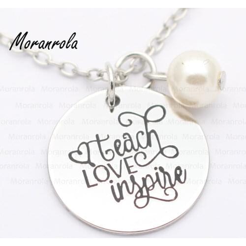 New arrive "Teach Love Inspire "Necklace &keychain teachers day necklace teacher Appreciation Gift School Life jewelry