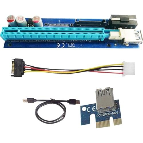 PE503 PCI-E Riser Card 4PIN+SATA Adapter SATA Power for Bitcoin Mining Miner, Easy to Install