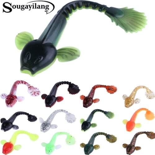 Sougayilang 12Pcs Fishing Lure 90mm 4.5g Easy Shiner Jig Swimbait Artificial Double Color Silicone Soft Bait Carp Bass Lures