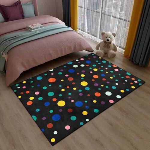 Rectangle Carpet For Living Room Modern Nordic Bedroom Bedside Carpet Childrens Room Color Round Dot Black Background Floor Mat