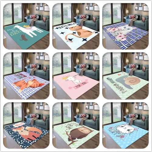 Modern Cartoon Animals pattern Child Carpet Baby Game Rug Cat/Fox/Owl 3D Printed soft Carpets Kids Play Crawl Antiskid Floor Mat