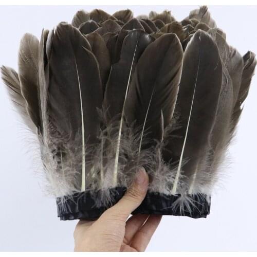 21 Colors Natural Goose Feathers Trims Fringe 15-20 CM Wedding Dresses Decorative Feather Ribbon for Craft Accessory Plumes