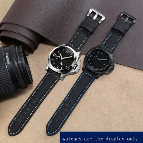 Carbon Fiber Nylon Watchband 22mm 24mm 26mm Black Blue Line Bracelet Replacement Belt For Panerai PAM01661 Mens Bracelet