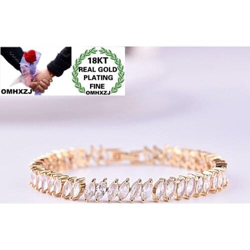 OMHXZJ BA133 Jewelry Wholesale European Fashion Woman Girl Party Birthday Wedding Gift Horse Eye AAA Zircon 18KT Gold Bracelet