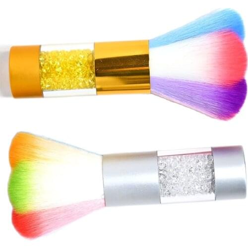 1Pcs Colorful Acrylic Rhinestones Nail Art Tools Brush Soft Hair Crystal Makeup Remover Dust Cleaner Manicure Nail Brushes TG#07