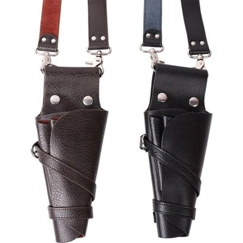 1Pc Cowhide Hair Scissors Bag Hairdressing Belt Bags Barber DIY Styling Combs Hair Clips Hairpin Storage Bags, Large Capacity