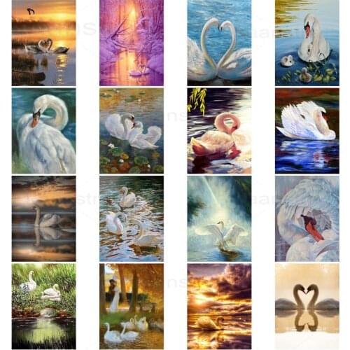 Lake Swan 5D DIY Diamond Painting Home Decoration Beautiful Landscape Mosaic Sticker Diamond Embroidery Handmade Gift Wall Art