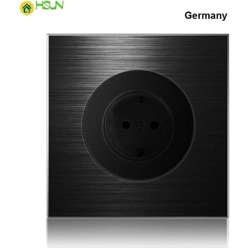 86 type Germany France UK socket black aluminum alloy panel 1 2 3 4 gang 1 2way Switch socket Five hole Industry Switch Socket