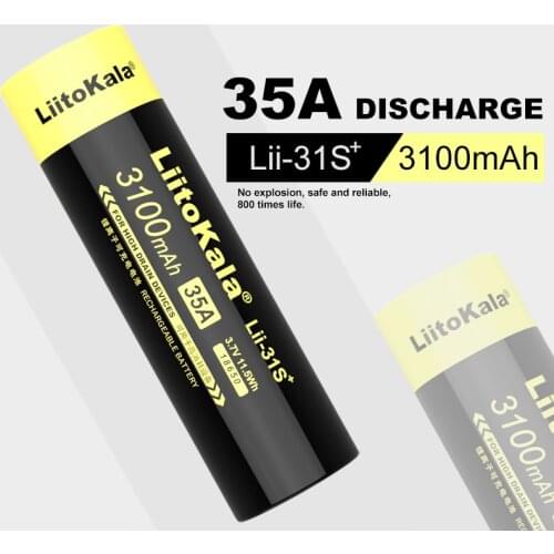Liitokala Lii-31S 18650 bateria 3.7 v 4.2V li-ion 3100ma 35a bateria de energia para dispositivos de drenagem alta equipment