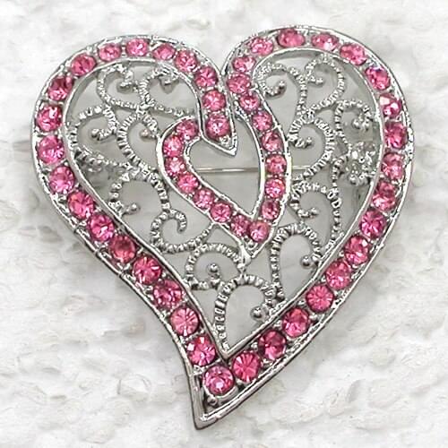 Rose Rhinestone Heart Pin brooches C406 J
