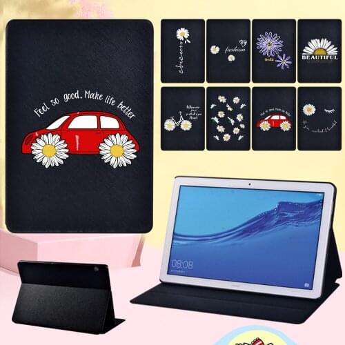 For Huawei MediaPad T5 10 10.1 Inch Anti-Dust Tablet Case for MediaPad T3 10 9.6 Inch/T3 8.0 - Daisy Leather Stand Cover Case