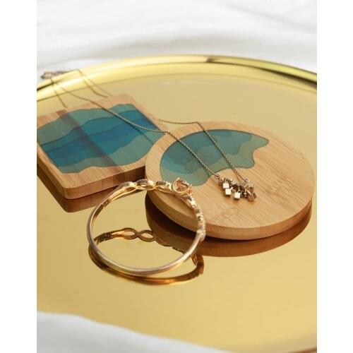 Wood Painted Ring Earrings Diamond Display Blocks Jewelry Display Holder