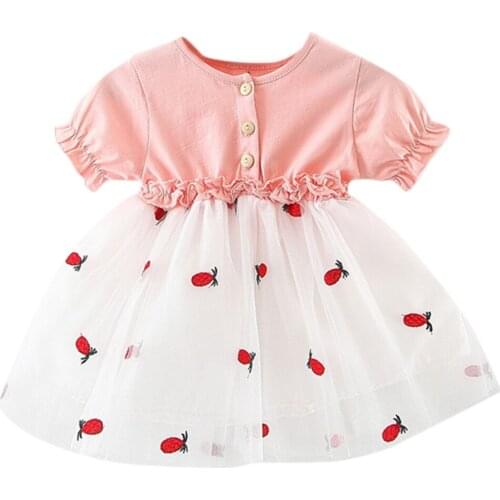 Baby Clothes Girl Dress For Toddler Baby Girls Short Sleeve Embroidery Pineapple Tulle Princess Dress Infant Clothing 0-2 Years