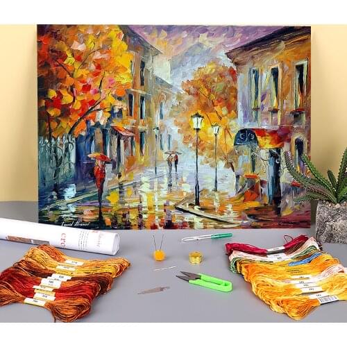 Etude In Red Printed Canvas 11CT Cross-Stitch Embroidery Kit DMC Threads Handiwork Painting Hobby Handicraft Stamped Gift