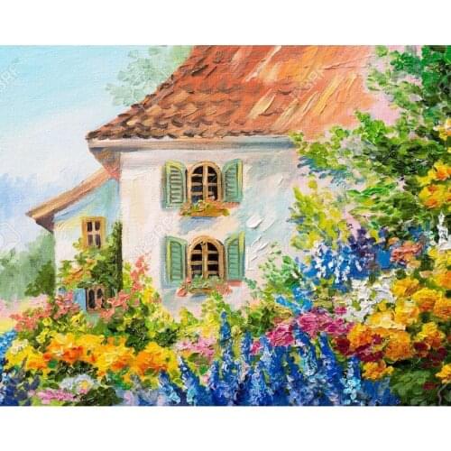 GATYZTORY 60×75cm DIY Painting By Numbers Landscape Acrylic Paints Villa Canvas Drawing Handpainted Kits Home Decor